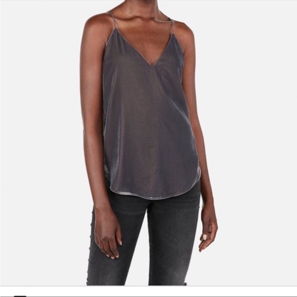 Express Luxe Velvet Camisole Tank Top Grey Silver Size XS - Picture 1 of 12